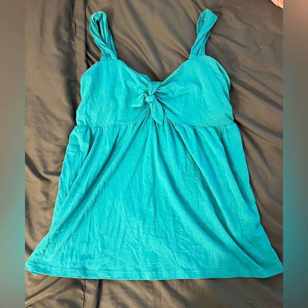 Blue tank top with built in bra
